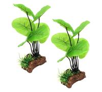 TOGEVAL 2pcs Artificial Aquarium Plants - Realistic Simulated Plastic Taro Leaves and Small Lotus Leaf Decorations - Green Aquatic Plant Landscape for Fish Tank and Pond