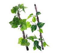 TOGEVAL 2pcs Artificial Climbing Plants Flexible Jungle Vines Green Leaves Reptile Terrarium Vines for Gecko Snake Amphibian Habitats