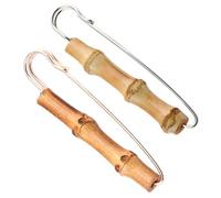 TOGEVAL 2pcs Bamboo Joint Brooch Pin Set Decorative Lapel Pins Natural Wood Style Unisex Clothing Corsage for Business Suits and Casual Wear Random Color