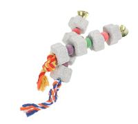 TOGEVAL 2pcs Bird Chewing with Bell and Mineral Stone for Parakeet Parrot Macaw Star Shape Beak Grinding Stones with Natural Calcium Safe Chew for Caged Birds Random Color Random Color