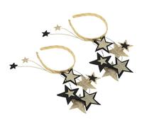 TOGEVAL 2PCS Black and Gold Glitter Five-Pointed Star Headbands, Sequin Hair Hoops for Birthday and New Year’s Eve Party, Holiday Headwear Accessory, Shiny Party Hair Bands