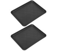 TOGEVAL 2pcs Black Plastic Shoe Tray for Pet Food and Cat Litter Box, Sl oot Tray Small Design, Easy to Wash and Allows Shoe Soles to Dry Faster, for Indoor Daily Life Use