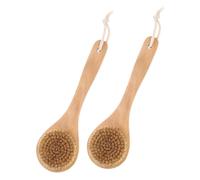 TOGEVAL 2pcs Boar Bristle Bath Brush Gentle Exfoliating Body Scrubber with Massage Points Short Handle for Easy Maneuvering Sustainable Durable Cleaning Tool for Bathing