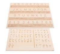 TOGEVAL 2pcs Braille Alphabet and Number Boards for Blind People, Wooden Raised Dot Learning Fingerboards, Educational Braille Teaching Aids for Beginners and Visual Impaired Users