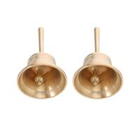TOGEVAL 2pcs Brass Call Bell Crisp Resonant Tone Super Loud Solid Metal Hand Bells for Teachers Families Suitable for School Classroom Events Weddings and Celebrations