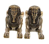 TOGEVAL 2pcs Brass Egyptian Sphinx Figurines Compact Desktop Decor Ancient Mythology Statue for Home Office Shelves with Timeless Wisdom and Power Symbolism