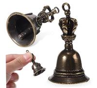 TOGEVAL 2pcs Brass Mini Bell Charms for DIY Crafts Clear Sound Keychain Pendant Bag Hanging Ornaments Handshake Bells for Necklace Purse Decoration