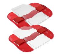 TOGEVAL 2Pcs Bright Red Arm Badge Holders with Adjustable Nylon Strap for Security Staff Emergency Workers Volunteers Id Card Sleeves