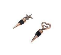 TOGEVAL 2pcs Bronze Metal Wine Bottle Stoppers Design Reusable Cork Seals for Red Wine Beer Vinegar Oil Bottles Home Bar Wedding Gift Valentine