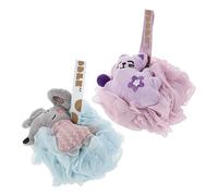 TOGEVAL 2pcs Cartoon Body Loofahs Gentle Exfoliating Bath Scrubbers for Shower Soft PE Mesh Shower Puff with Lanyard for Skin Cleansing and Pore Cleaning