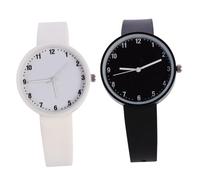 TOGEVAL 2pcs Case Wristwatch with Bands White and Black Fashion Solid Color Student Watches