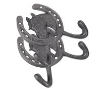 TOGEVAL 2pcs Cast Iron Wrought Iron Wall Hooks Horse Shaped Vintage Decorative Wall Hanging Hooks for Keys Coats Hats Rustic Home Entryway