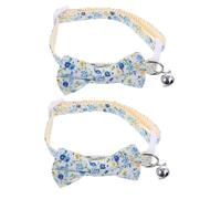 TOGEVAL 2pcs Cat Collar Cats Dog Kit Pet Kitten Bow Bell Collar Bow Tie Pet Accessory Polyester Nylon