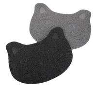 TOGEVAL 2pcs Cat Litter Mats Kitten Litter Pads Easy to Clean Prevents Spills Abs Material 15.72x11.00x0.39in Indoor Food Pad for Pet