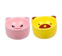 TOGEVAL 2pcs Ceramic Hamster Food Bowl Adorable Animal Shape Pet Feeder for Water and Dry Food Easy to Clean Pet Supplies