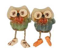 TOGEVAL 2pcs Ceramic Owl Ornament Set, Hanging Feet Couple Owl Figurine, Handcrafted Household Decorative Craft, Suitable for Home and Office Display, Size 9x5x9.5cm