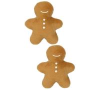TOGEVAL 2pcs Christmas Gingerbread Man Plush Toy for Dogs Chew Toy for Teeth Cleaning and Festive Pet for Holiday Fun and Exercise