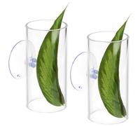TOGEVAL 2pcs Clear Acrylic Betta Fish Hideout Natural Leaf Design Resting Cave for Small Aquariums Transparent Fish Tunnel Shelter Easy to Clean Aquarium Accessory for Betta and Shrimp