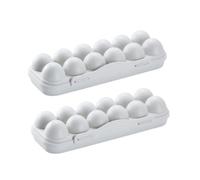 TOGEVAL 2pcs Compartment Fridge Egg Holder Boxes Gray Plastic Refrigerator Organizer with Thick Lid Cover Food Grade Stackable Storage for Egg Protection and Space Saving