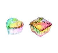 TOGEVAL 2Pcs Crystal Nail Glass Cups with Lids for Manicure Liquid and Powder Mixing Refillable Monomer Dappen Dish Unique Design for Nail Art Accessories