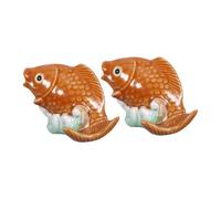 TOGEVAL 2pcs Cute Carp Toilet Bolt Caps - Ceramic Fish Bolt Covers Decorative Screw Cover For Bottom Of Toilet Bowl Caps Bathroom Decor