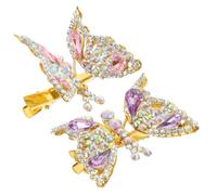TOGEVAL 2pcs Diamond Butterfly Hair Clips 3d Flying Wings Pink and Purple Rhinestone Hair Accessories for Girls and Women Fairy-inspired Styling Clips for Daily Wear