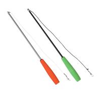 TOGEVAL 2pcs DIY Cat Teaser Stick Three Section Interactive Wand for Indoor Cats Exercise for Stress Relief and Bonding Black Green Silver Orange Handles