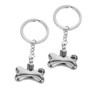 TOGEVAL 2pcs Dog Bone Pet Urn Keychain Leak Resistant Ashes Pendant with Storage Bottles Memorial Keepsake for Pet Cremation Funeral Remembrance Gift