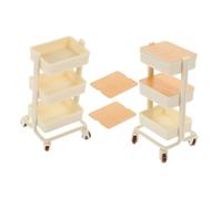 TOGEVAL 2pcs Dollhouse Miniature Handcart Charming Dining Cart with Wheels for Dollhouse Furniture Mini Market Trolley Realistic Garden Decoration Accessories