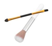 TOGEVAL 2pcs Double Ended Highlighter Brush and Eyeshadow Applicator for Women Smooth Handle Makeup Brushes for Even Application Multipurpose Cosmetic Tools for Blending and Contouring