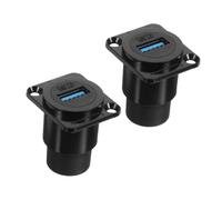 TOGEVAL 2pcs Dual Head Panel Mount Adapter Female to Female Data Extension Connector with Secure Surface Mount for Stable High-speed Transfer in Black