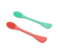 TOGEVAL 2pcs Dual Head Silicone Face Wash Brush Gentle Facial Cleansing Tool with Massage Function for Deep Cleaning Exfoliating and Blackhead Prevention Includes and Coral Orange Brush