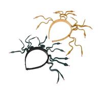 TOGEVAL 2pcs Egyptian Crown Medusa Headpiece Snake Headbands for Women Bendable Deep Green and Earthy Gold Festival Cosplay Accessories Plastic Vinyl Halloween Costume Headdress