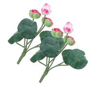 TOGEVAL 2PCS Faux Lotus Flower Branches with Stem Realistic EVA Small Lotus Bouquet for Home Office Temple Decoration Symbolic Purity and Peace Easy Care Floral Arrangement