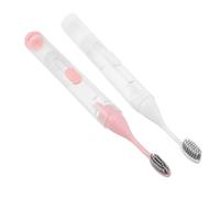 TOGEVAL 2Pcs Folding Soft Bristle Toothbrush Kit with Toothpaste Holder, Portable Toothbrushes with Protective Tube for Hiking and Suitcase Storage