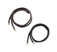 TOGEVAL 2pcs French Style Leather Ponytail Bands, Multi-functional Braiding Hair Ties for Women, Decorative Black and Dark Brown Hair Accessories for Daily and Casual Wear