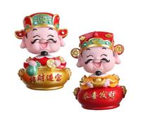 TOGEVAL 2pcs God of Wealth Doll Decoration Birthday Two Dash Happy Oh Lady Name Year Cake Topper Figurine Cake Decor Spring Festival Adorn Desktop Adornment Home Decor Red Resin