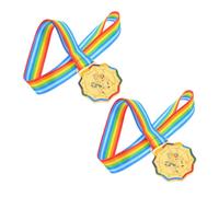 TOGEVAL 2pcs Gold Competition Medals for Ice Skating with Neck Ribbons Metal Sports Awards for Preschool and Youth Sports Events Encouraging Team Spirit and Athletic Achievement