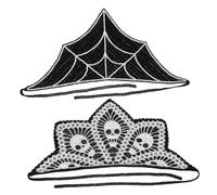 TOGEVAL 2pcs Gothic Crochet Bandanas with Spiderweb and Skull Designs Soft Comfortable Handmade Triangle Headscarves for Women Versatile Halloween Hair Accessories