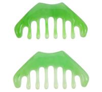 TOGEVAL 2pcs Green Wax Resin 8-Tooth Scalp Massage Comb Set, Handheld Gua Sha Scraping Tool for Head Relaxation and Meridian Therapy