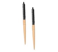 TOGEVAL 2pcs Hair Curling Comb Roll Hairbrush with Nylon Bristles Wooden Handle Scalp Massage Wet Or Dry Use Styling Tool for Voluminous Hair