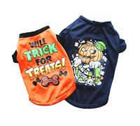 TOGEVAL 2pcs Halloween Pet Shirt Funny Costume for Dogs Cats Printing Premium Comfortable Wear for Pet Dress up for Halloween Celebrations