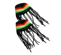 TOGEVAL 2pcs Hand-knitted Pet Cat Costume Hats for Halloween Crochet Polyester Frog Pet Hat Headwear for Cats Dogs Hamsters Kittens Breathable Party Accessory