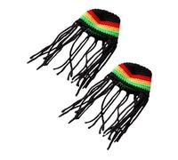 TOGEVAL 2pcs Handmade Braided Crochet Pet Hat for Cats Dogs Small Knitted Rabbit Costume Halloween Party Accessory Breathable Comfortable Fit Easy to Wear