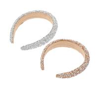 TOGEVAL 2pcs Handmade Padded Rhinestone Headband for Women Sparkly Sponge Hair Accessories Beaded Headband for Party and Wedding Thick Jeweled Embellished Hairband