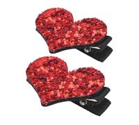 TOGEVAL 2pcs Heart Shaped Glitter Hair Clips Sparkly Sequin Barrettes for Toddlers and Girls for Valentine Day and Party Accessories Alligator Clips