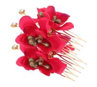 TOGEVAL 2pcs Hibiscus Red Rose Wedding Hair Comb Floral Hair Side Combs for Women Stylish Prom and Festival Headpieces Symbolic Love Design