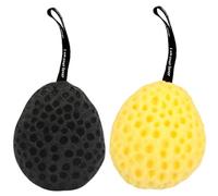 TOGEVAL 2pcs Honeycomb Bath Balls Shower Loofah Sponge Exfoliating Body Wash Scrubber for Women Soft Mesh Puff for Deep Cleansing and Massage Includes Large Yellow and Black Bath Puff