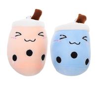 TOGEVAL 2pcs Kawaii Milk Tea Cup Pendant Keychain Stuffed Bubble Tea Charm Plush for Women Girls Backpack Bag Charms