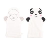 TOGEVAL 2pcs Large Baby Bath Mitts Exfoliating Shower Gloves Cartoon Animal Design White Panda Sheep Cute Skin Cleansing Mittens for Infant Girls Bathing